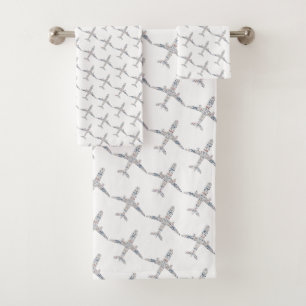 Travel Aeroplane word typography wanderlust gift Bath Towel Set