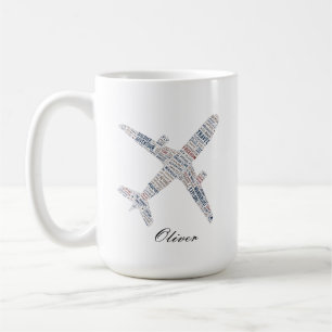 Travel Aeroplane word typography wanderlust gift Coffee Mug