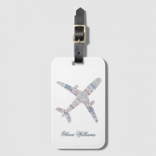 Travel Aeroplane word typography wanderlust gift Luggage Tag