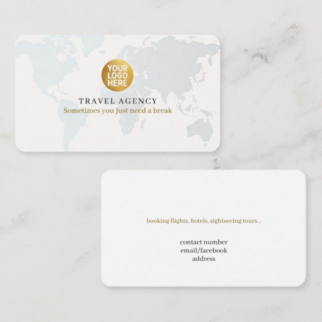 Travel Agency Company Logo Business Card (Front/Back)