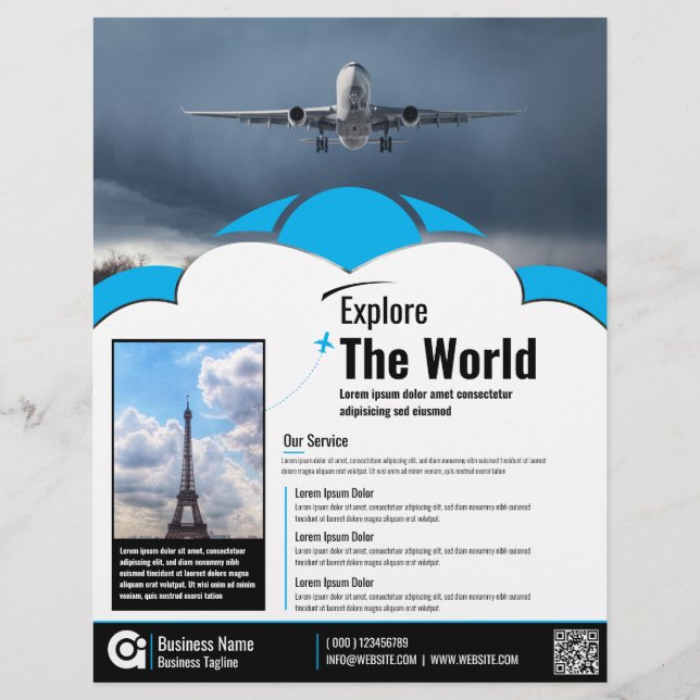 Travel Agency Flyer Blue Template (Front)