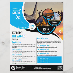 Travel Agency Flyer Blue Template