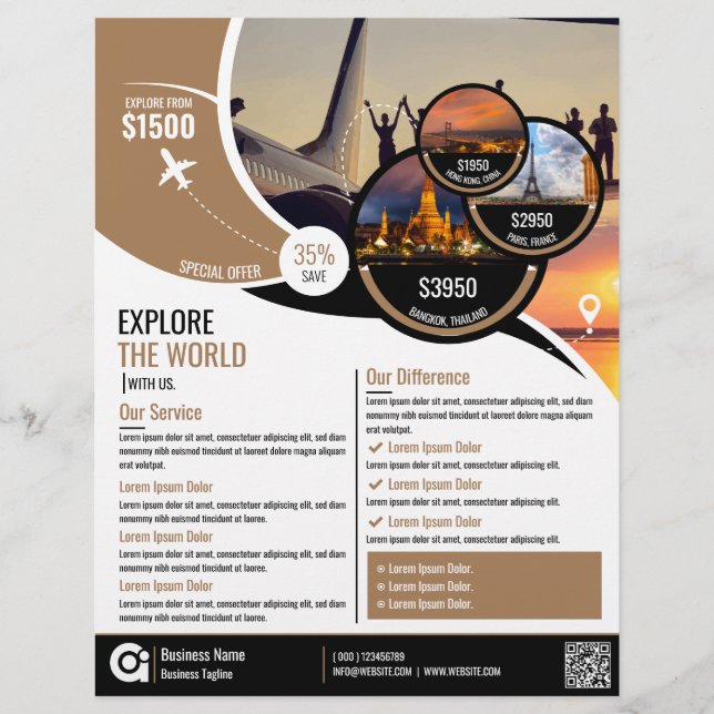 Travel Agency Flyer Brown Template (Front)