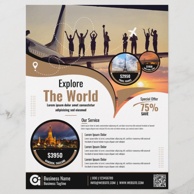 Travel Agency Flyer Brown Template (Front)