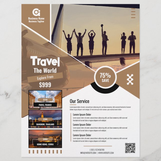 Travel Agency Flyer Brown Template (Front)
