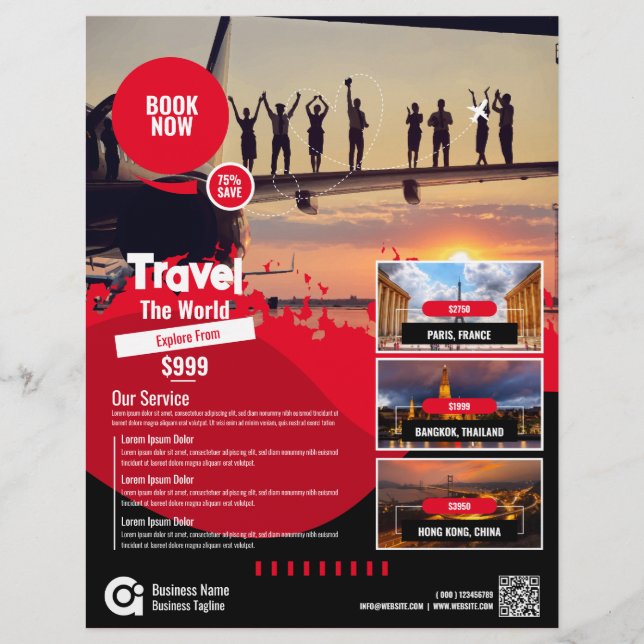 Travel Agency Flyer Red Template (Front)