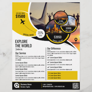Travel Agency Flyer Yellow Template