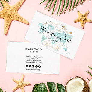Travel Agency Travel Blog World Map Logo Business Card