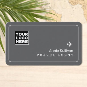 Travel Agent Aeroplane World Map Grey Business Card