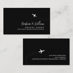 Travel Agent Black and White Calling Card
