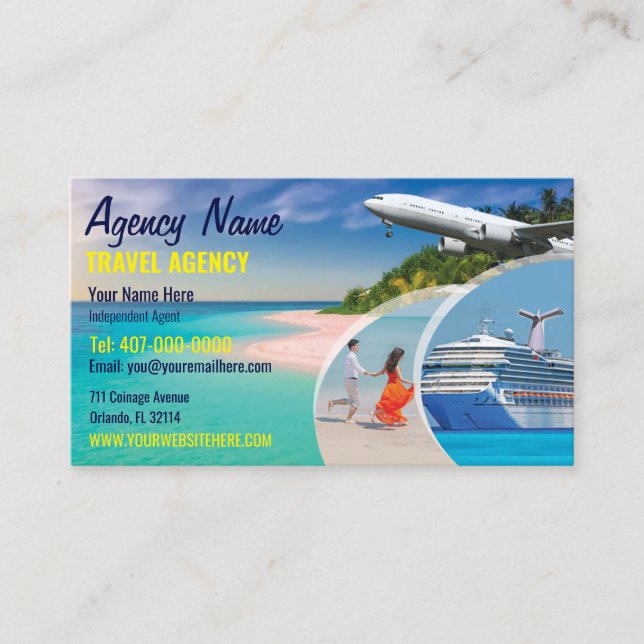 Travel Agent Business Card Template (Front)