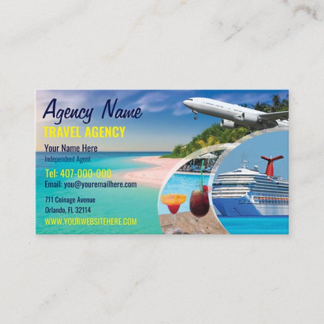 Travel Agent Business Card Template (Front)