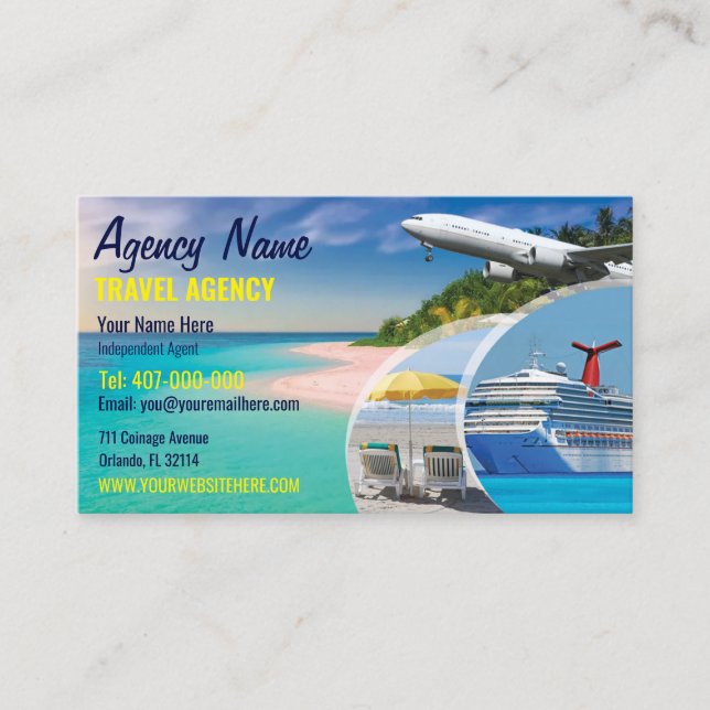 Travel Agent Business Card Template (Front)