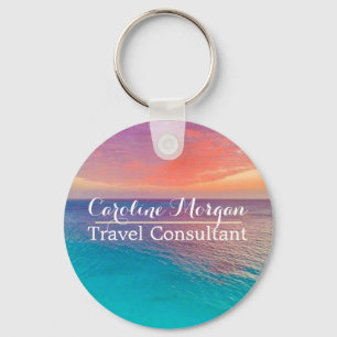 Travel Agent Consultant Beach Scene Key Ring