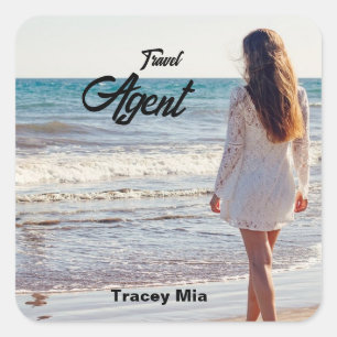 Travel agent custom name square sticker