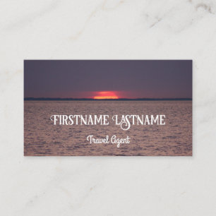 Travel agent dramatic sky ocean beach sunset business card