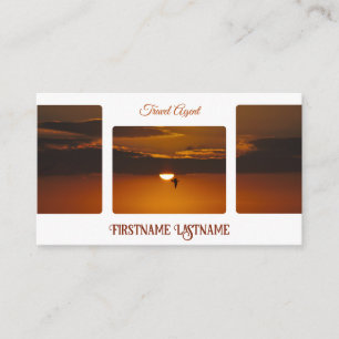 Travel agent dramatic sky ocean beach sunset business card