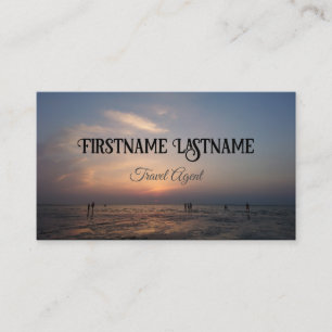 Travel agent dramatic sky ocean beach sunset business card