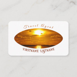 Travel agent dramatic sky ocean beach sunset business card