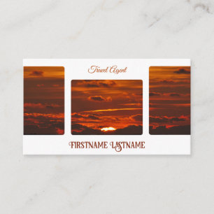 Travel agent dramatic sky ocean beach sunset business card