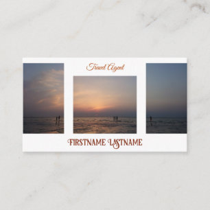 Travel agent dramatic sky ocean beach sunset business card
