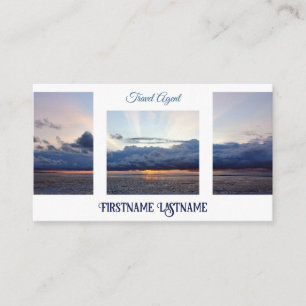 Travel agent dramatic sky ocean beach sunset business card