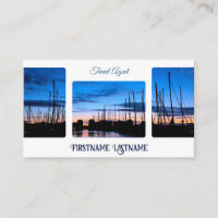 Travel agent dramatic sky ocean marina sunset
