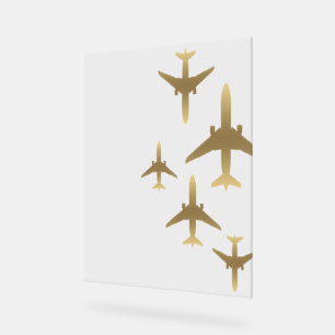 Travel Agent Gold Aeroplanes  Acrylic Sign