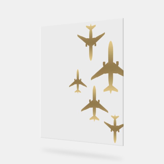 Travel Agent Gold Aeroplanes  Acrylic Sign (Angle)