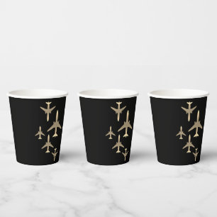 Travel Agent Gold Aeroplanes Paper Cups