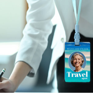 Travel Agent ID Blue Ocean Beach Employee Badge