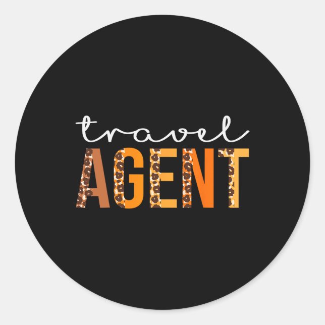 Travel Agent leopard Squad Cute Fall Autumn Thanks Classic Round Sticker (Front)