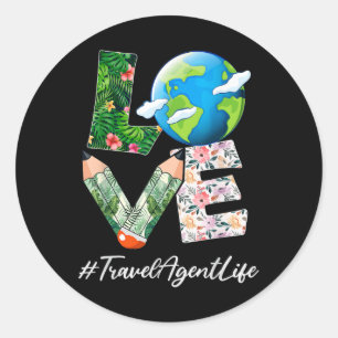 Travel Agent Love World Earth Day Save The Planet  Classic Round Sticker