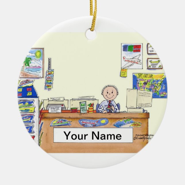 Travel Agent - Male Ceramic Tree Decoration (Front)