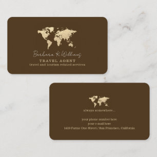 Travel Agent Modern Café-Noir-Brown Business Card