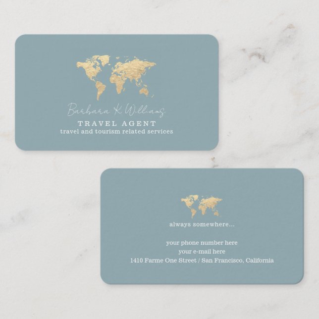 Travel Agent Modern dusty-blue Business Card (Front/Back)