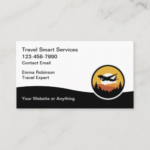 Travel Agent Modern Emblem Business Cards