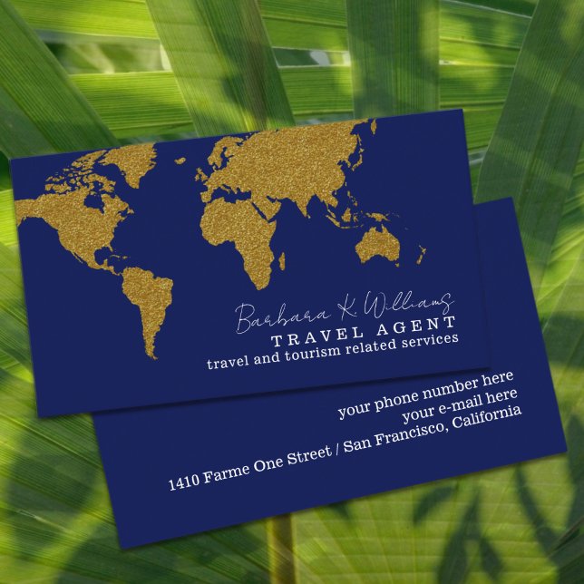 Travel Agent Modern navy-blue Business Card  (Creator Uploaded)
