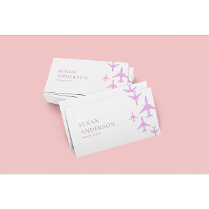 Travel Agent Pink Aeroplanes Business Card