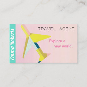 Travel Agent Plane Pink Business Card