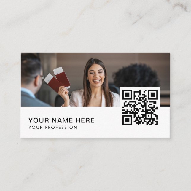 Travel Agent QR Code  Business Card (Front)