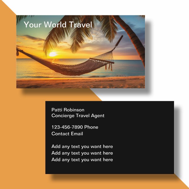 Travel Agent Sunset Hammock Business Cards (Creator Uploaded)