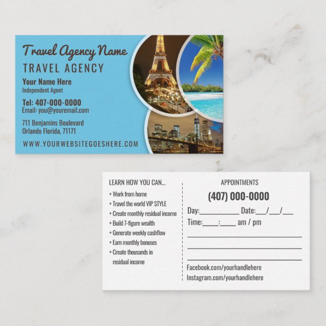 Travel Agent Template Business Card (Front/Back)