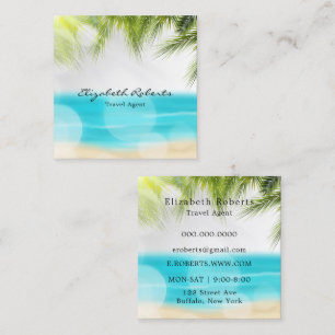 Travel Agent Tropical Beach Square Business Card