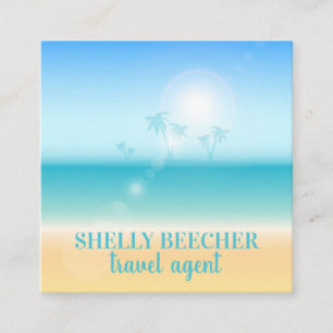 Travel Agent Tropical Beach Vacation Square Business Card