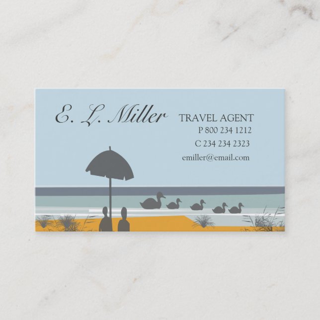 Travel Agent Vacation Ocean Beach Business Card (Front)