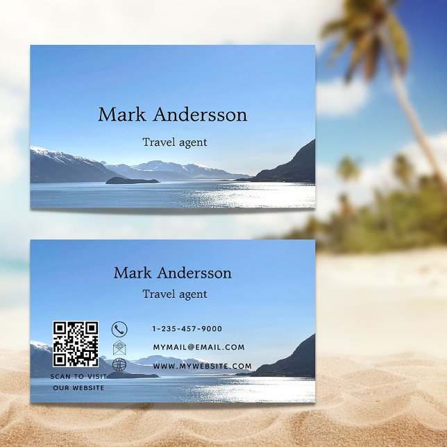 Travel agent vacation tourism photo QR code Business Card (Creator Uploaded)