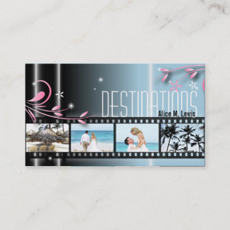 Travel Agent Wedding Film Photo Business Card Blue