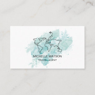 Travel Agent World Map Aeroplane Vacation Business Card