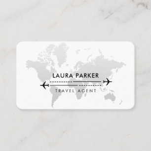 Travel Agent World Map Vacation Services Black Business Card